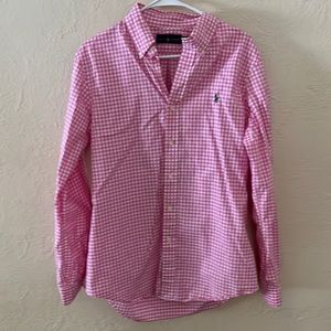 Pink checkered Ralph Lauren Mens dress shirt.